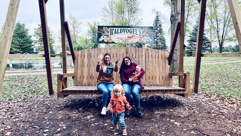 family on swing in Wisconisin