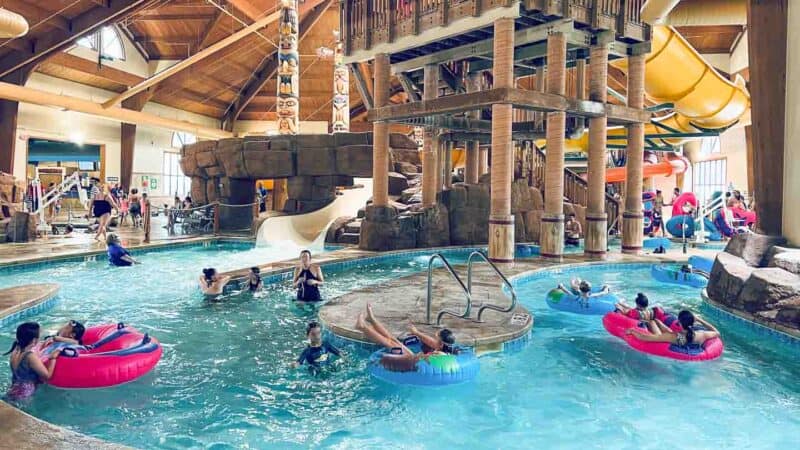 indoor water park lazy river at the Great Wolf Lodge in the Wisconsin Dells