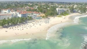 Drone view of the beach at Sadlas Barbados and Royal resorts