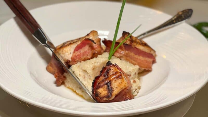 seafood wrapped in bacon served at Guppy's on the beach - Top restaurant near clearwater