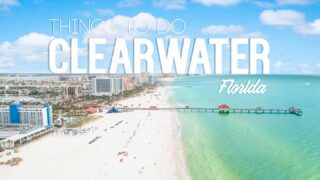 aerial image of clearwater beach - featured image with white text over