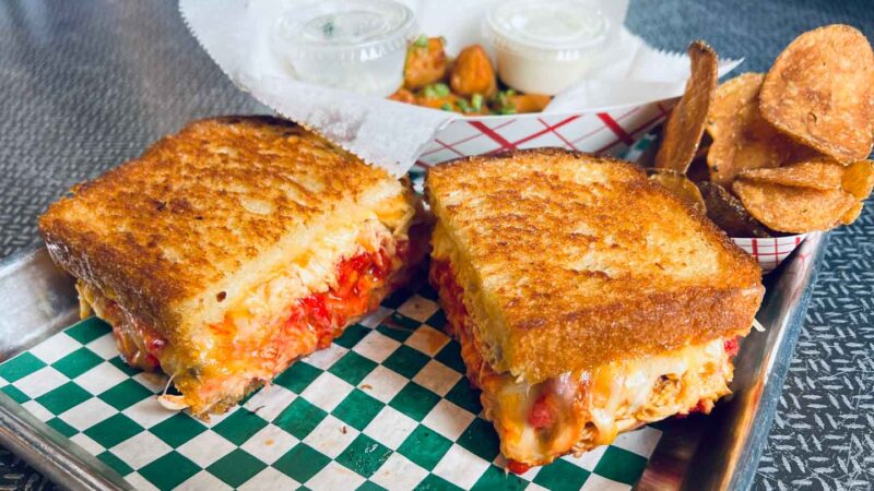 Unique grilled cheese sandwhich created by Hell's Kitchen star Robert Hesse at his restaurant Fo Cheezy in St Petersburg Florida