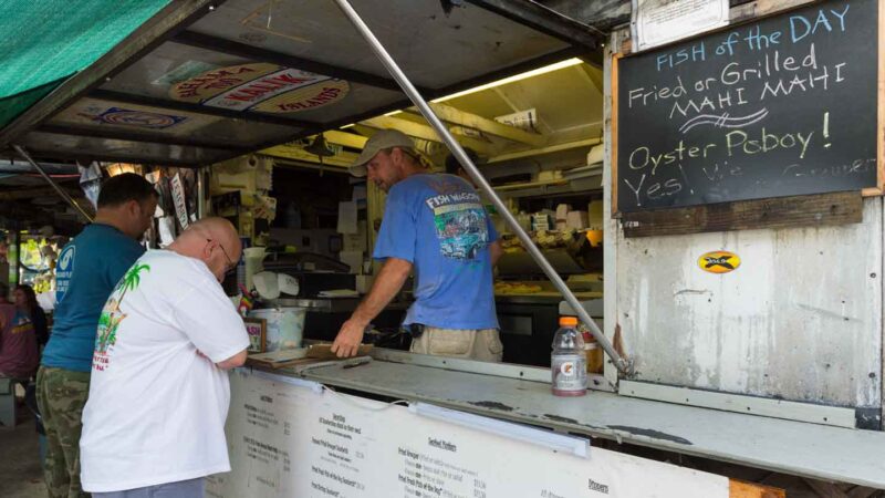 Bo's fish wagon in Key West counter