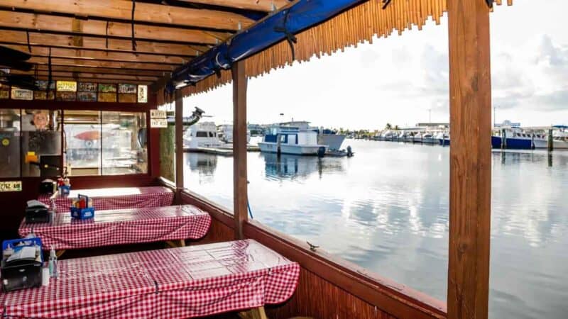 Smoked BBQ on the water restaurant in Key West dining room in the Historic City Marina