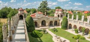 View of the beautiful gardens and courtyard of Bory Castle in Hungary