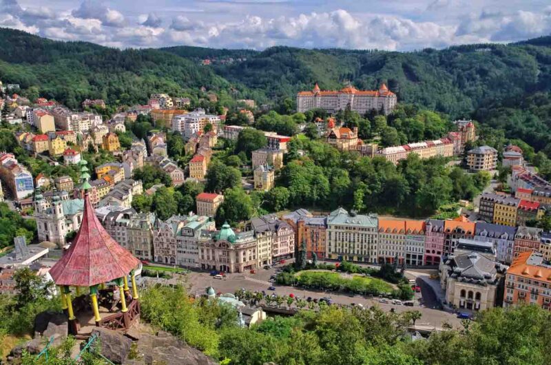 Aerial view of the city of Karlovy Vary, Czech Republic