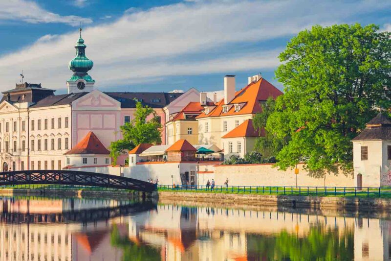 reflections of the city's promenent buildings in České Budějovice Czech Republic - Top destinations to visit