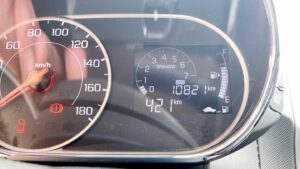 a car rental gas gauge and dashboard in Playa del Carmen