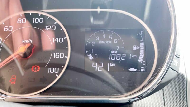 a car rental gas gauge and dashboard in Playa del Carmen