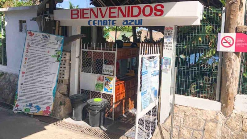 front entrance of Cenote Azul located next to Laguna Bacalar