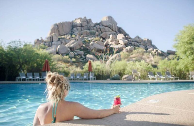 girl in spa pool in Scottsdale 