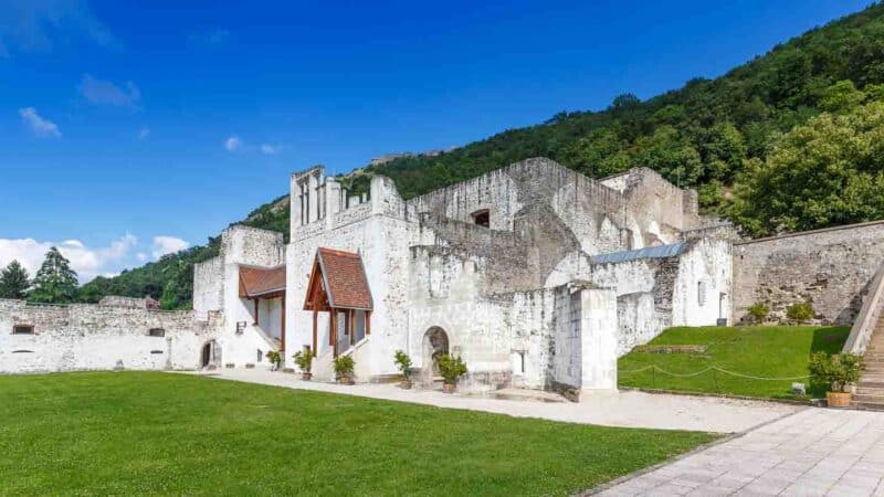 exterior view of the stone castle buildings of the Royal Palace of Visegrád - Hungary