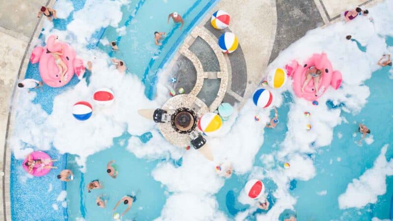 Aerial view of the Sandals Ochi Beach Party with Foam