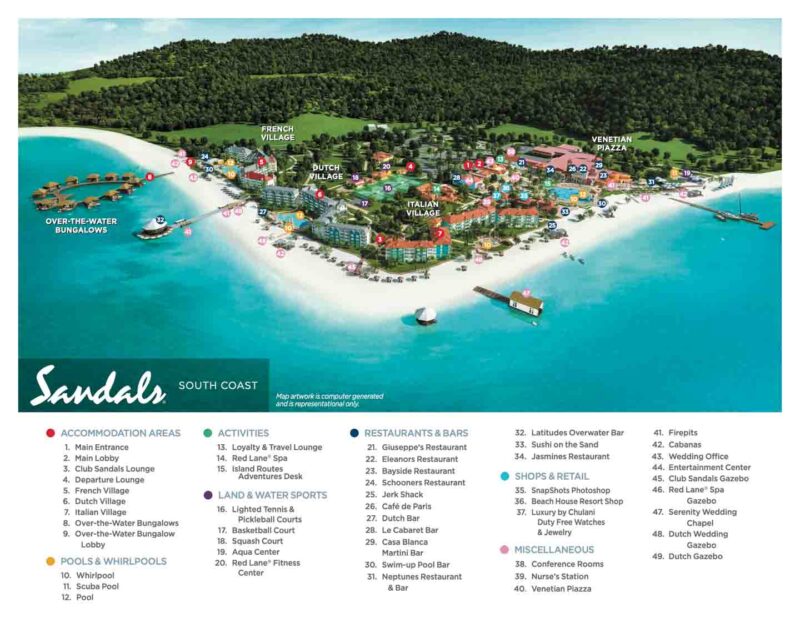 Sandals South Cost resort map