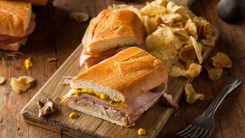 traditional Cuban sandwich in Key West with chips