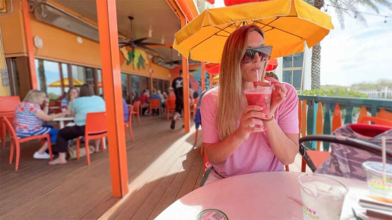 Girl drinking at Frenchy's Clearwater Beach Bar