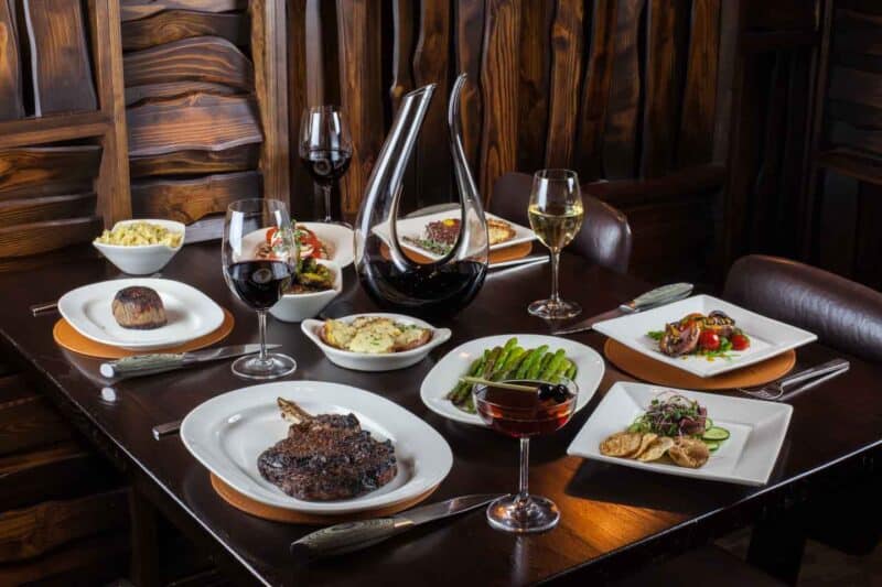 full table at one of the best steakhouses in Milwaukee Carnevour