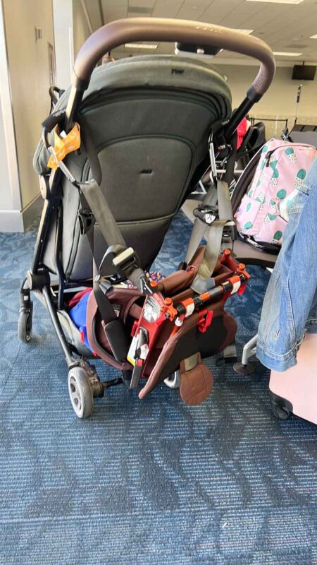 Joolz Stroller at airport with Wayb Pico car seat