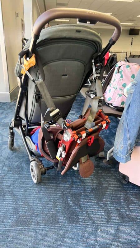 Joolz Stroller at airport with Wayb Pico car seat