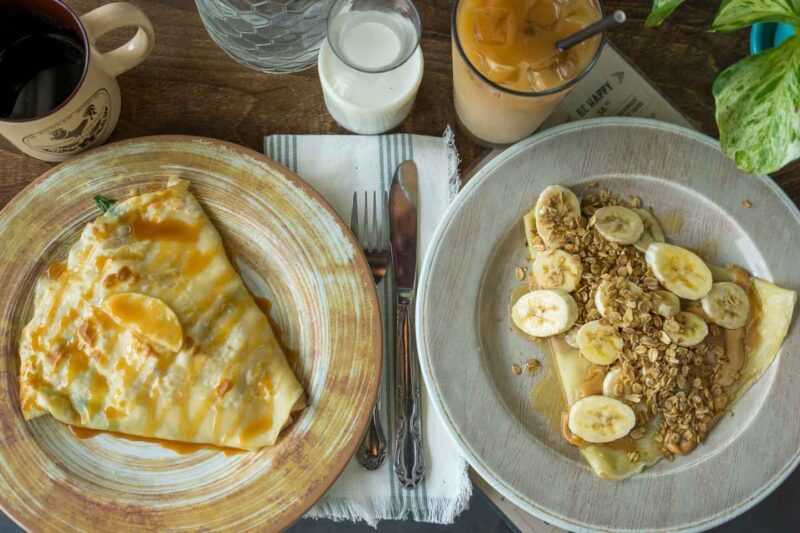 Crepes at the Wooden Rooster for breakfast in St. Petersburg Florida