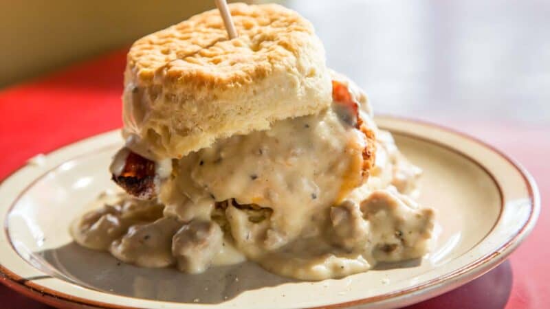 biscuit and gravy breakfast sandwich