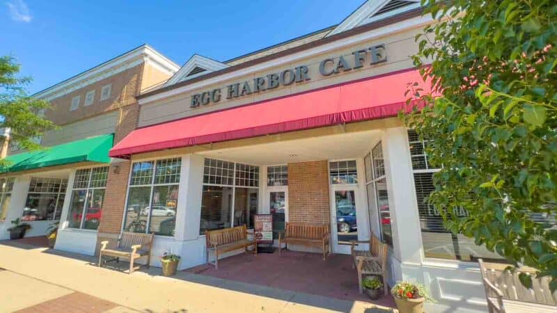 Exterior view of Egg Harbor Cafe - Top rated breakfast restaurant in Lake Geneva Wisconsin