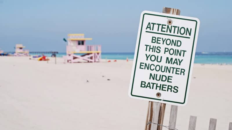 clothing optional sign florida beach