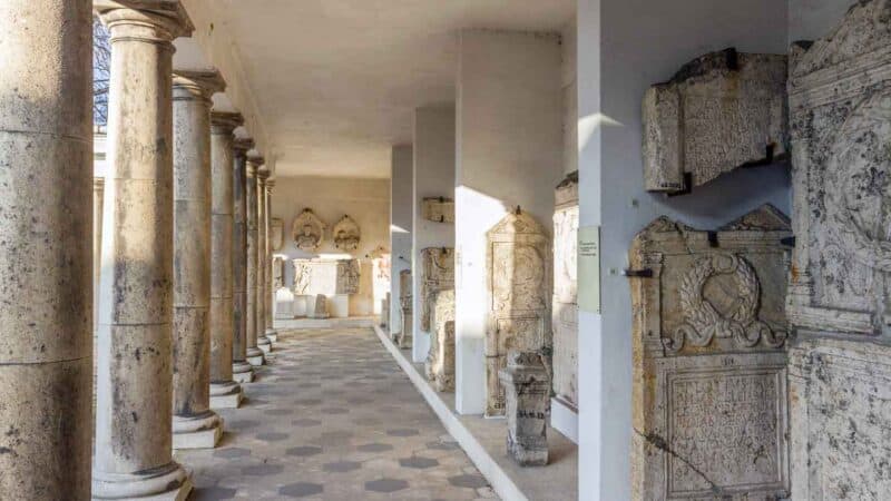 Roman artifacts at the Aquincum Roman ruins and museum in Budapest