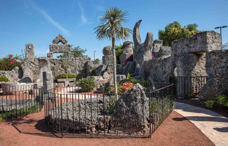 View of large coral rock sculptures at the Coral Castle - Best museums near Miami