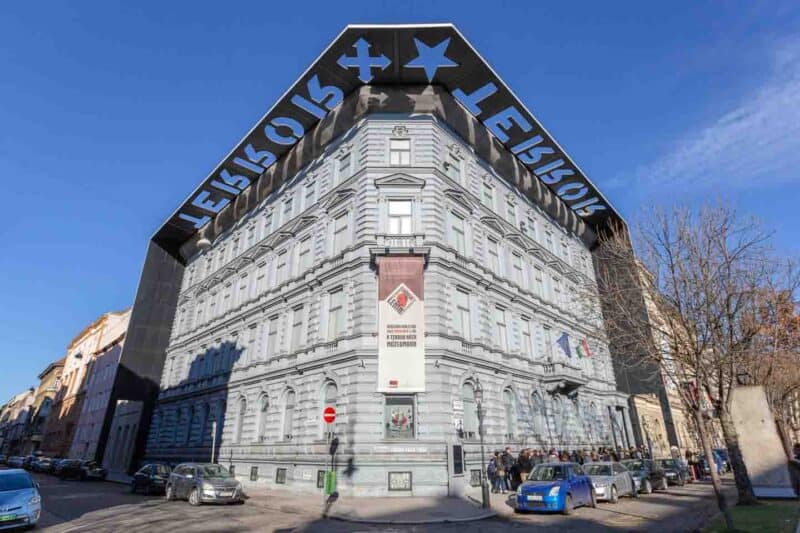 View of the facade of the House of Terror Museum in Budapest