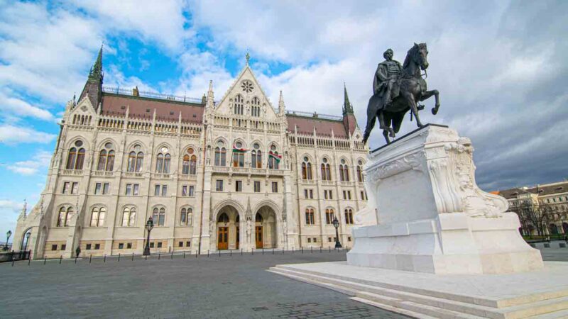 Exterior View of the Hungarian Parliament building in Budapest