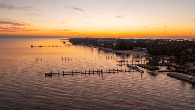 Aerial View at sunset of Key Largo Florida