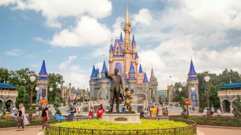 Micky Mouse statue at Disney World in front of Magic Kingdom