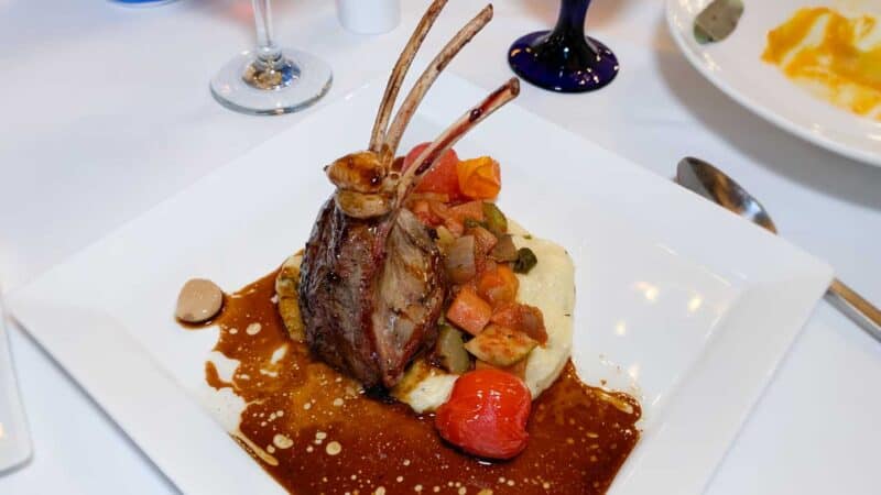 Rack of Lamb served at Marios at Beasches Resort Turks and Caicos