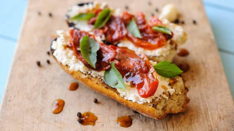 bruschetta Italian appetizer at a restaurant 