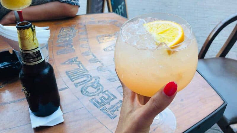 cocktail and beer at a bar in Playa del Carmen Mexico