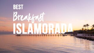 Sunrise view in front of one of the best breakfast restaurants in Islamorada - Featured image with white text