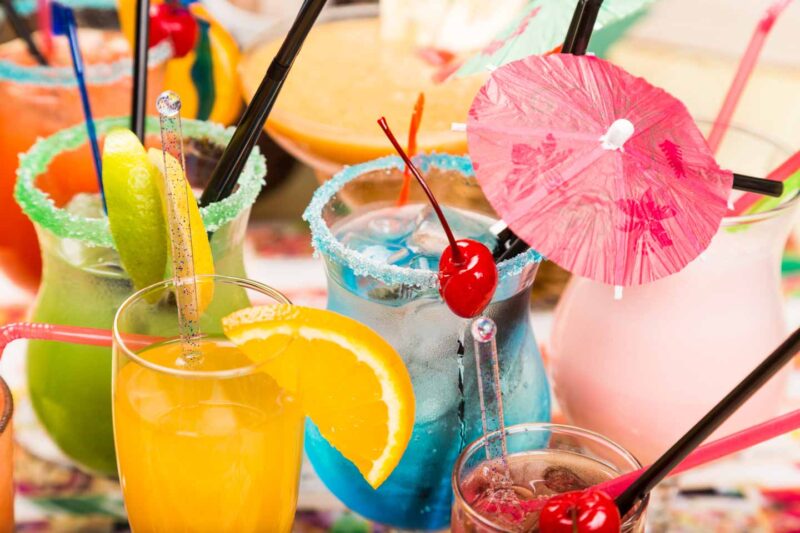 Bunch of tropical beach drinks