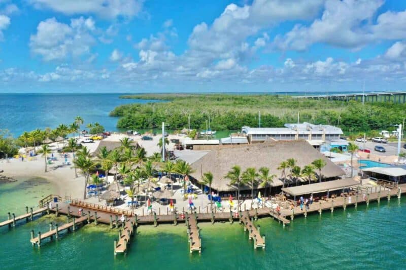 Aerial view of Gilbert's Tiki Bar in Key Largo