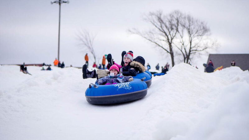 Kids tubing at the Rock in Franklin Wisconsin