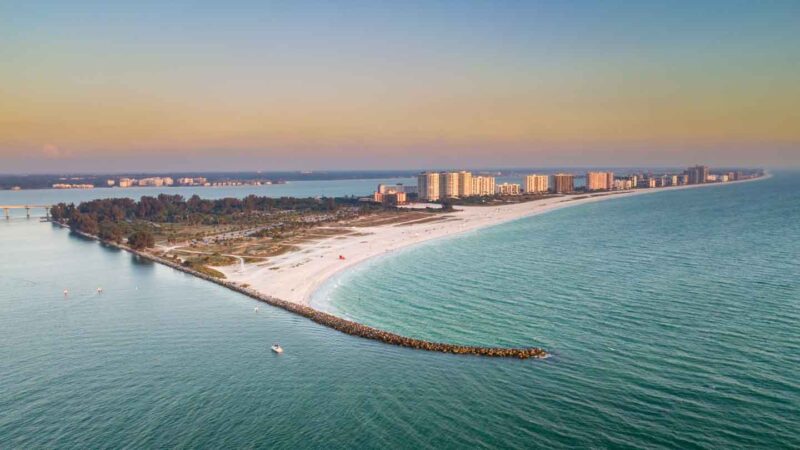 Aerial photo of Sand Key Park one of the best beaches in Clearwater