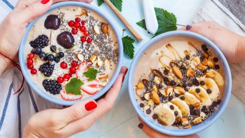 yogurt bowl at breakfast restaurant.