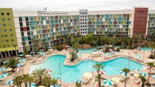 Cabana Bay Resort view from above looking at pools