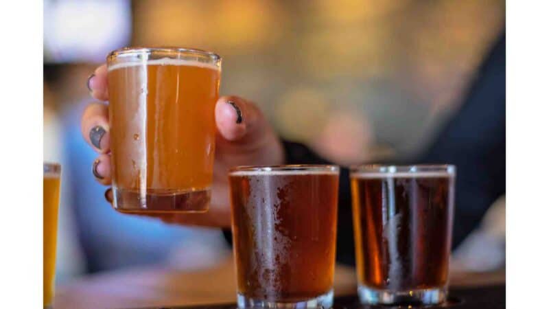 beer flight at American Icon Brewery in Vero Beach Florida