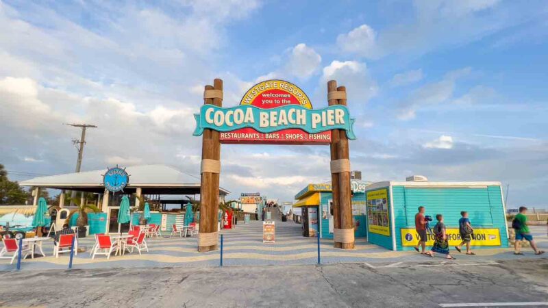 View of the sign for Cocoa Beach Pier - Must see