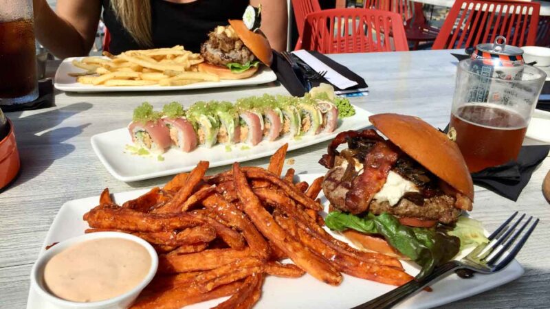 burger and sushi at Cowfish restaurant in CityWalk Universal Orlando