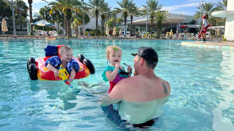 family at Cabana Bay Resort pool 
