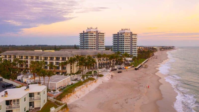 View of the Kimpton Vero Beach at sunset right on the water