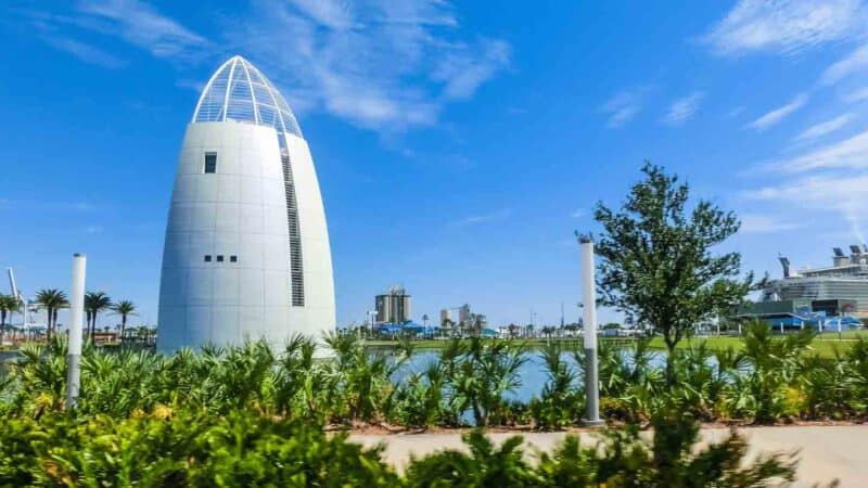 exterior view of the Exploration Tower near Cocoa Beach