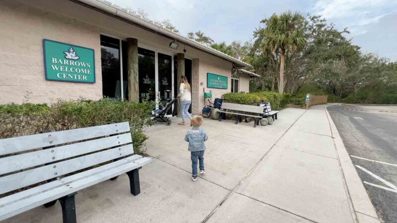 Family entering the ELC environmental Learning Center in Vero Beach FL